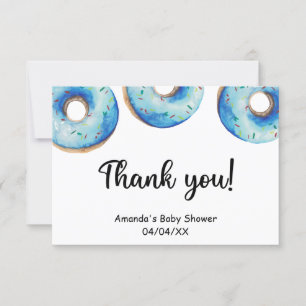 Cartão de agradecimento de donuts azuis em aquarel