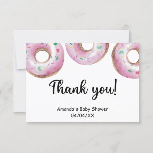 Cartão de agradecimento de donuts rosa em aquarela