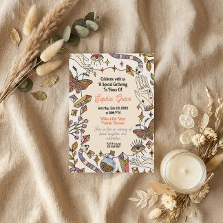 Cartão de Agradecimento de Festa Celestial Boho Mí