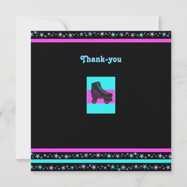 Cartão de Agradecimento de Festa de Patinação sobr (Frente)