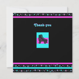 Cartão de Agradecimento de Festa de Patinação sobr