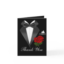 Cartão de Agradecimento de Festa Elegante Tux & Ro