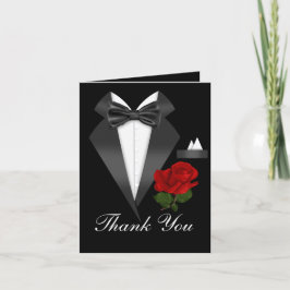Cartão de Agradecimento de Festa Elegante Tux & Ro