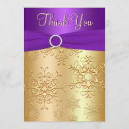 Cartão de Agradecimento de Flocos de Neve Roxo e D