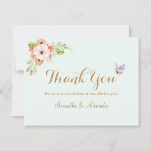Cartão de agradecimento de flor de aquarela elegan