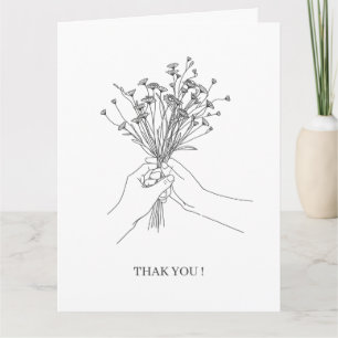 Cartão de Agradecimento de Flores de Arte de Linha