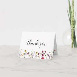 Cartão de Agradecimento de Flores Silvestres Boho
