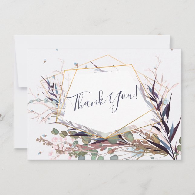 Cartão de agradecimento de flores silvestres rosa  (Frente)