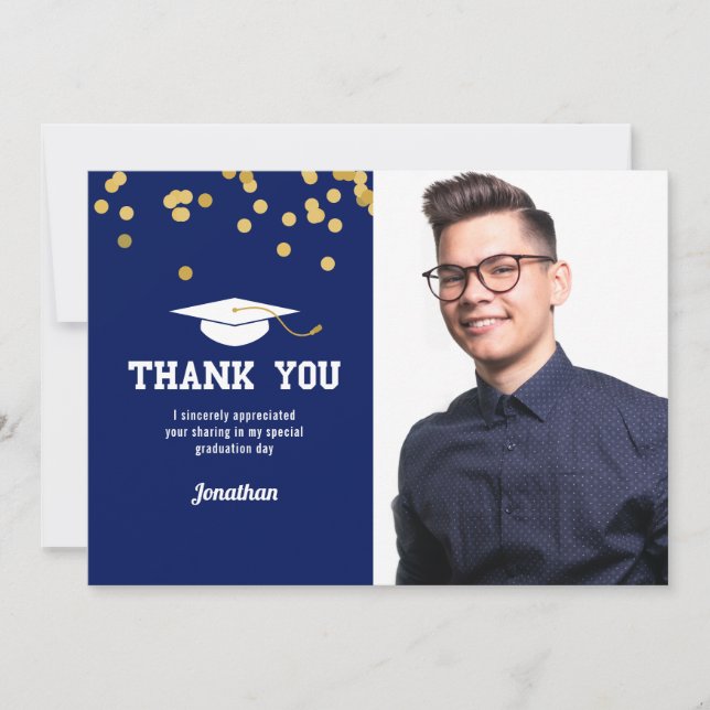 Cartão de Agradecimento de Formatura com Foto Conf (Frente)
