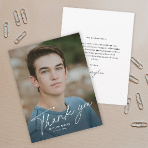 Cartão de Agradecimento de Formatura com Foto em L