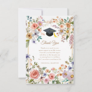 Cartão de Agradecimento de Formatura com Foto Flor