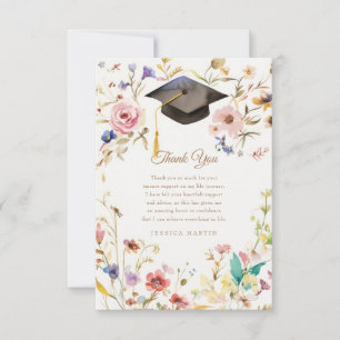 Cartão de Agradecimento de Formatura com Foto Flor