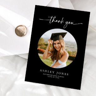 Cartão de Agradecimento de Formatura com Foto Pret