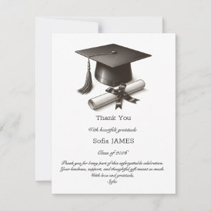 Cartão de Agradecimento de Formatura Elegante