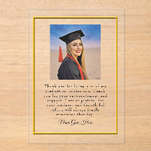 Cartão de agradecimento de formatura em acrílico c