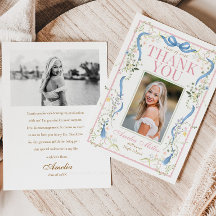 Cartão de Agradecimento de Formatura Fancy Florals