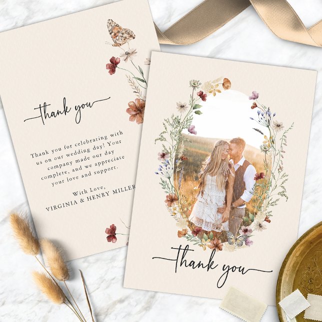 Cartão de Agradecimento de Foto Boho (Boho Photo Thank You Card
)