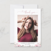 Cartão de Agradecimento de Foto com Coração Floral
