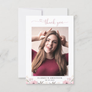 Cartão de Agradecimento de Foto com Coração Floral