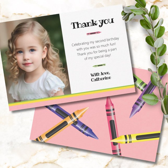 Cartão de agradecimento de foto cor-de-rosa de 2º  (Criador carregado)