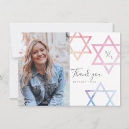 Cartão de Agradecimento de Foto de Bat Mitzvah em