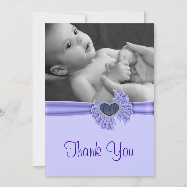 Cartão de agradecimento de foto de bebê com Coraçã (Frente)