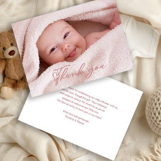 Cartão de Agradecimento de Foto de Bebê com Letra 