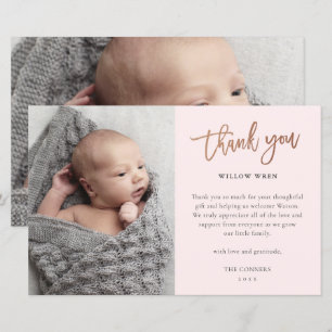 Cartão de agradecimento de foto de bebê com orçame