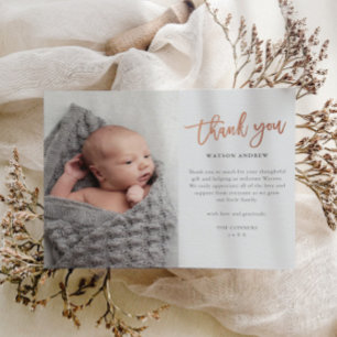 Cartão de agradecimento de foto de bebê com script