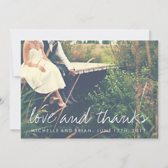 Cartão de Agradecimento de Foto de Casamento Amor  (Frente)