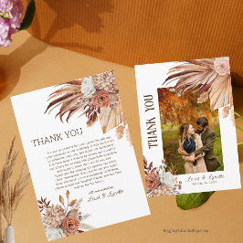 Cartão de Agradecimento de Foto de Casamento Boêmi