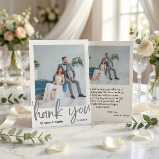 Cartão de Agradecimento de Foto de Casamento Cláss