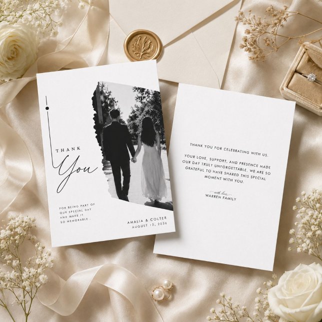 Cartão de Agradecimento de Foto de Casamento com B (Criador carregado)