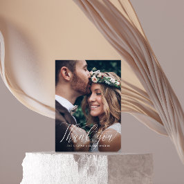 Cartão de Agradecimento de Foto de Casamento com C