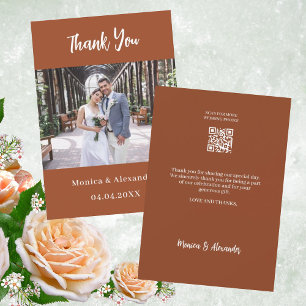 Cartão de agradecimento de foto de casamento com c