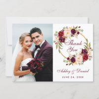 Cartão de Agradecimento de Foto de Casamento com C