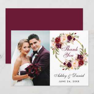 Cartão de Agradecimento de Foto de Casamento com C