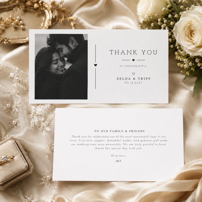Cartão de Agradecimento de Foto de Casamento com D (Criador carregado)