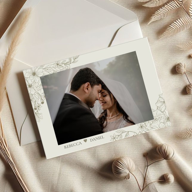 Cartão de Agradecimento de Foto de Casamento com F (Criador carregado)