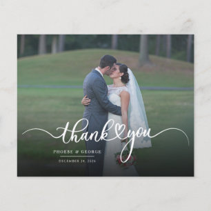 Cartão de Agradecimento de Foto de Casamento com L