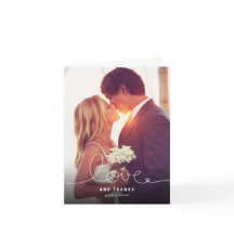 Cartão de Agradecimento de Foto de Casamento com L