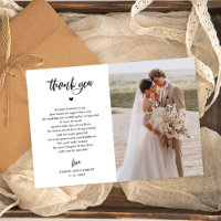 Cartão de Agradecimento de Foto de Casamento com L