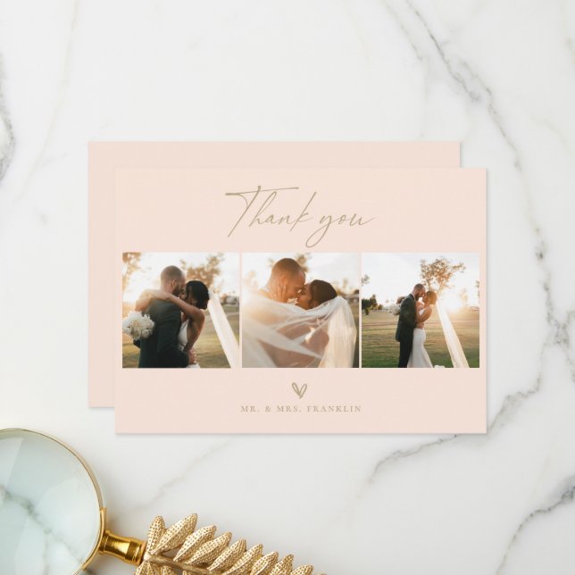 Cartão de Agradecimento de Foto de Casamento com L (Frente/Verso In Situ)