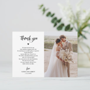 Cartão de Agradecimento de Foto de Casamento com L