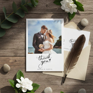 Cartão de Agradecimento de Foto de Casamento Elega