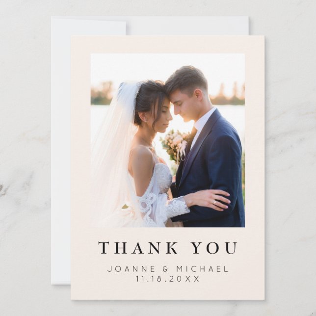 Cartão de Agradecimento de Foto de Casamento Elega (Frente)