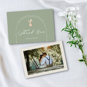 Cartão de Agradecimento de Foto de Casamento em Ve