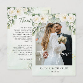 Cartão de Agradecimento de Foto de Casamento Flora