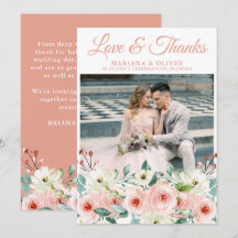 Cartão de Agradecimento de Foto de Casamento Flora