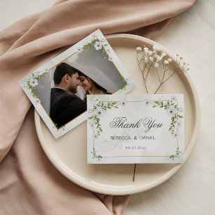 Cartão de Agradecimento de Foto de Casamento Flora